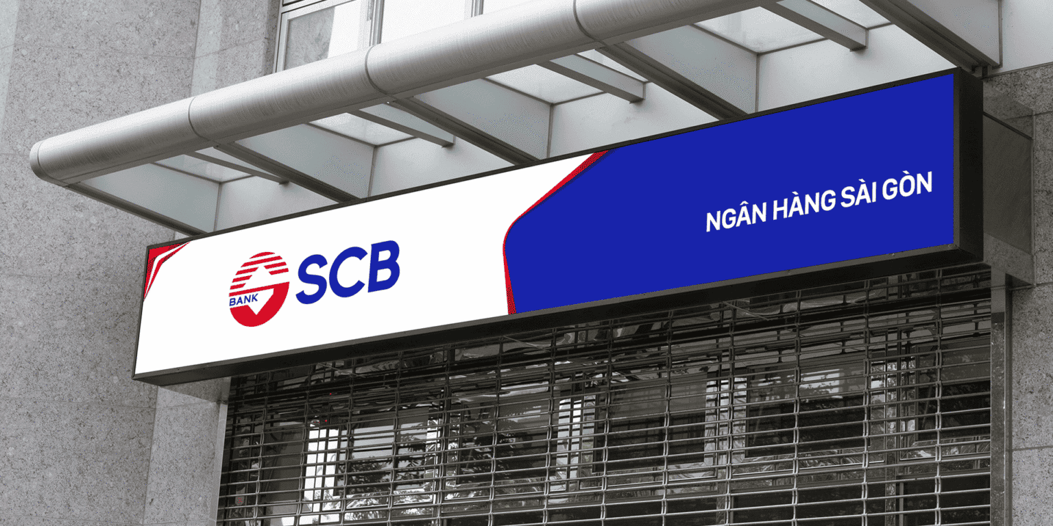 Mặt tiền chi nhánh SCB với nhận diện mới