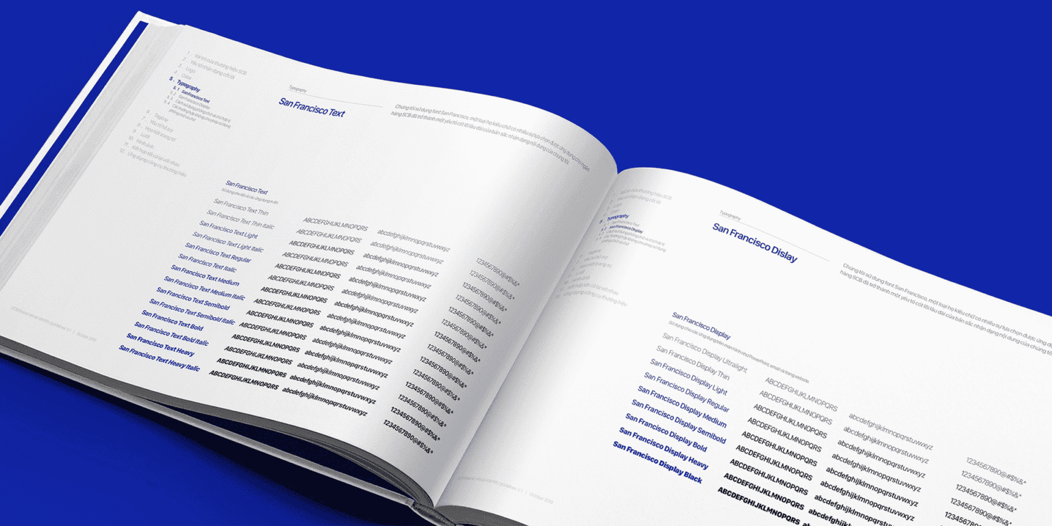 SCB Brand Guidelines, lettering page