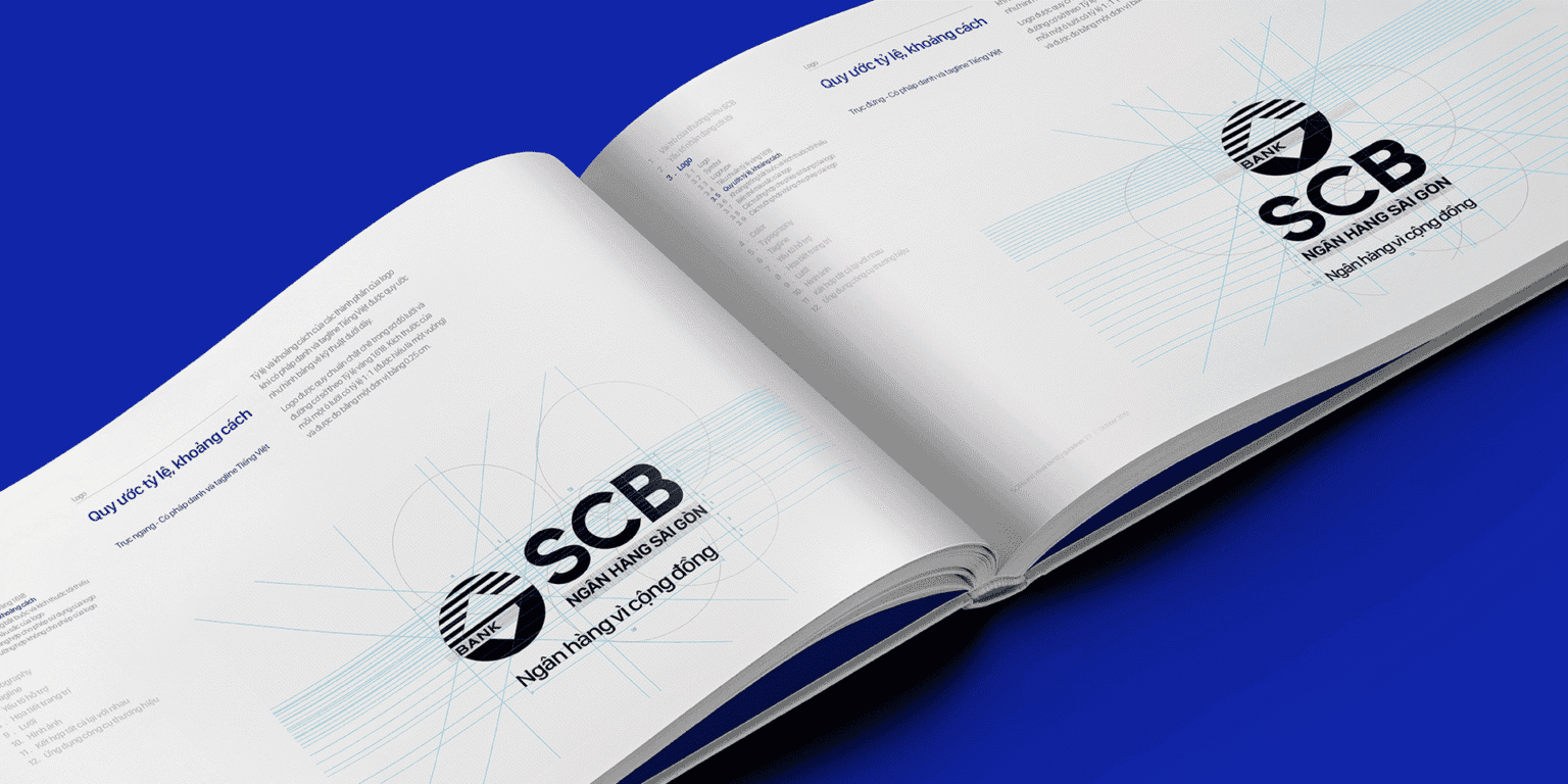 SCB Brand Guidelines, logo construction page