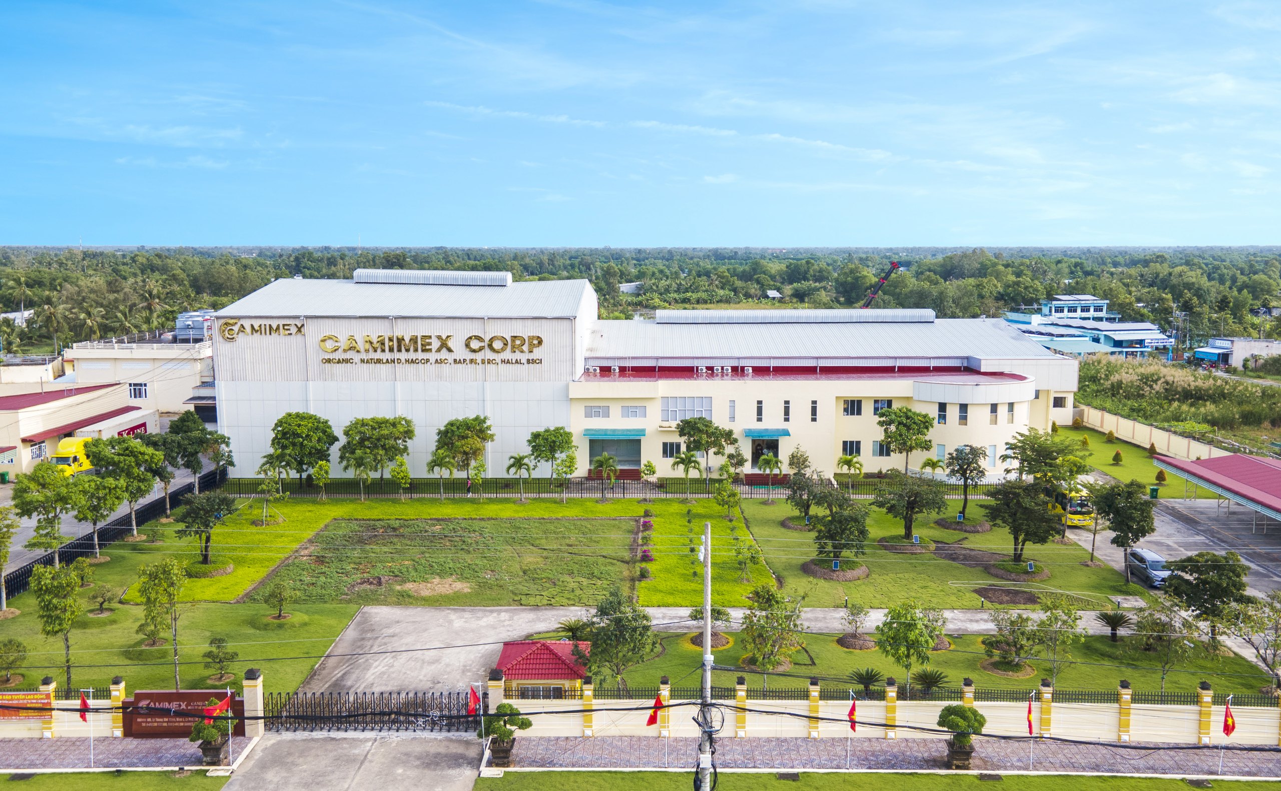 Aerial view of the CAMIMEX CORP processing plant in Ca Mau