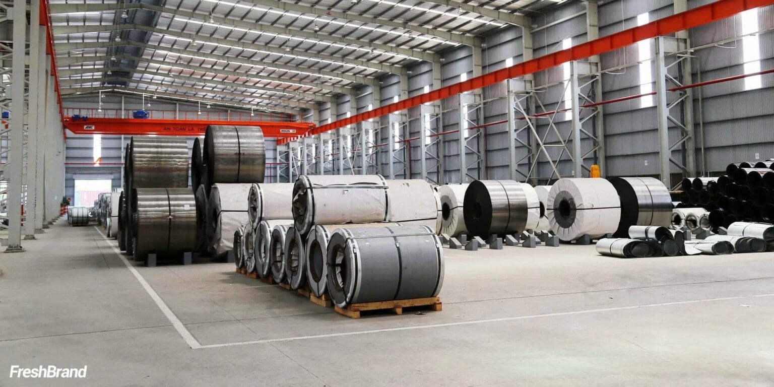 Steel coils in the Ton Dong A factory warehouse