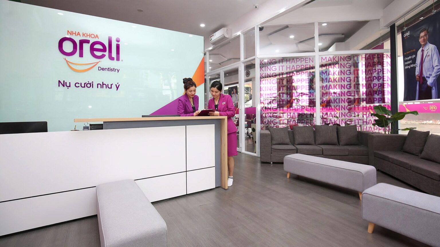 The reception and waiting area