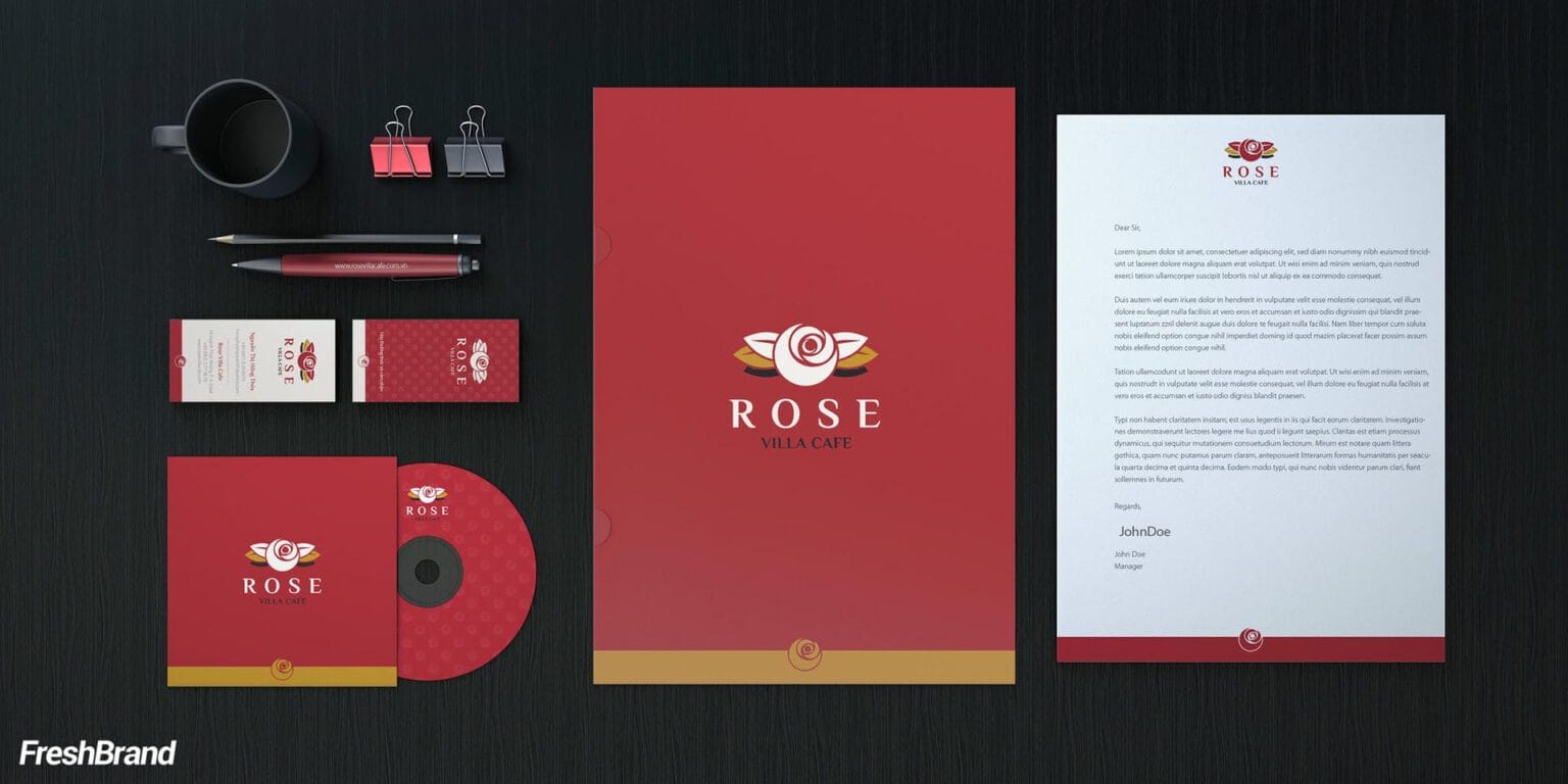 Rose Villa Cafe brand identity