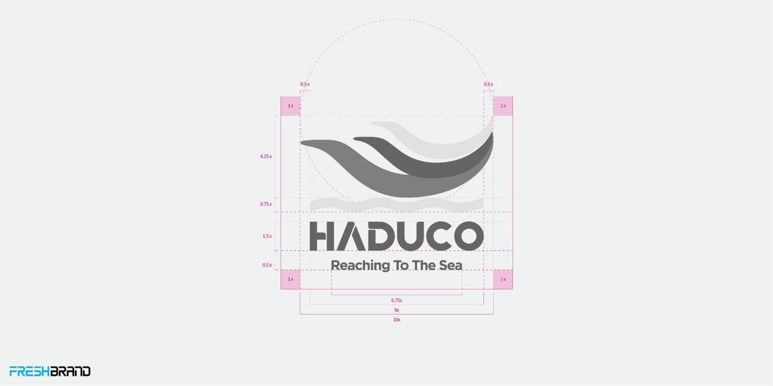 HADUCO logo construction grid, vertical version