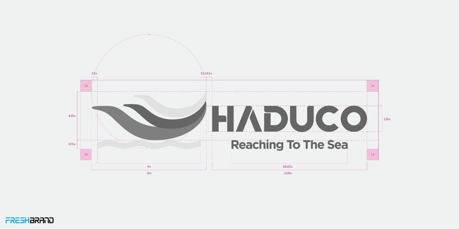 HADUCO logo construction grid, horizontal version