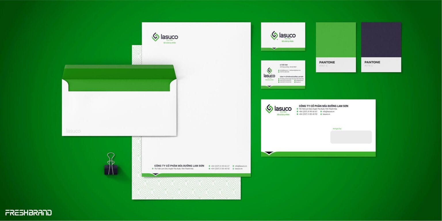 Lasuco letterhead, envelopes and business cards
