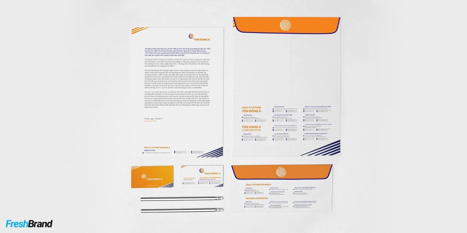 Ton Dong A letterhead, envelope and business cards