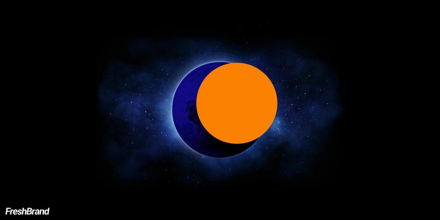 Orange and blue circles nested like an eclipse