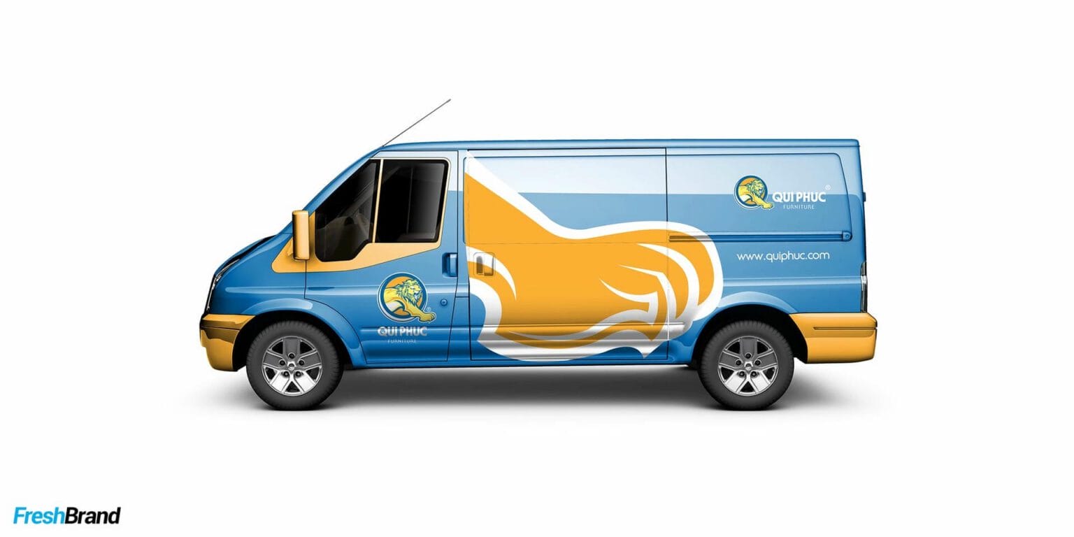 A delivery truck carrying the Qui Phuc identity