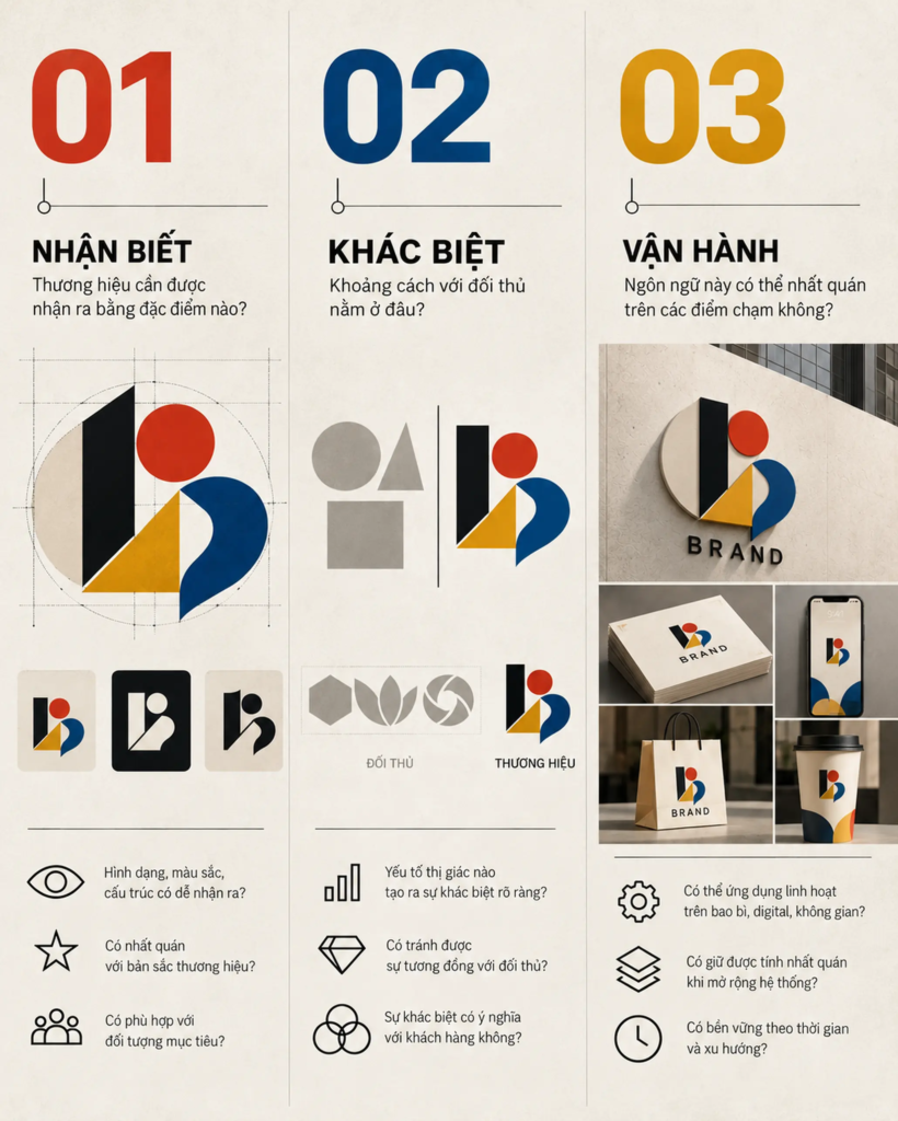 Framework ba tiêu chí đánh giá ngôn ngữ thị giác của logo thương hiệu