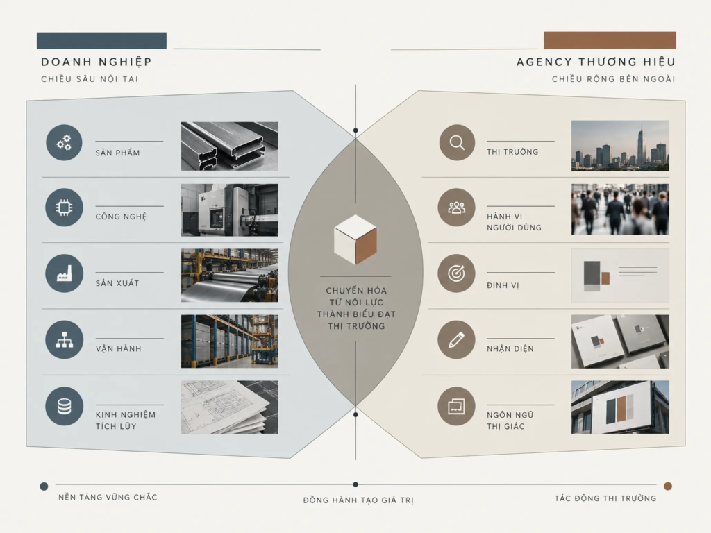 Framework thể hiện sự kết hợp giữa tri thức nội tại doanh nghiệp và góc nhìn thị trường của Agency