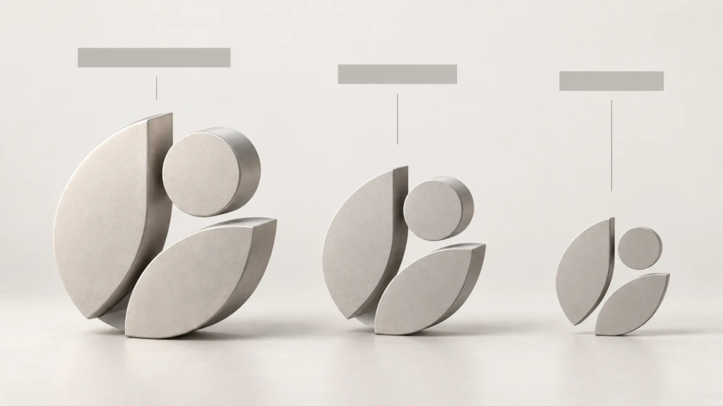 So sánh khả năng nhận diện của logo 3D khi thay đổi kích thước