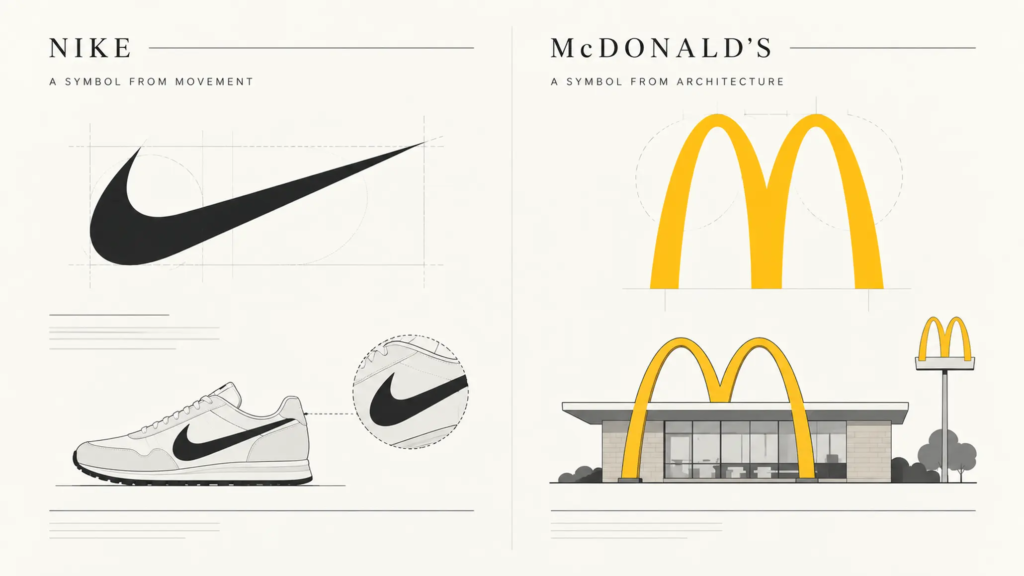 So sánh nguồn gốc biểu tượng Swoosh của Nike và Golden Arches của McDonald’s.