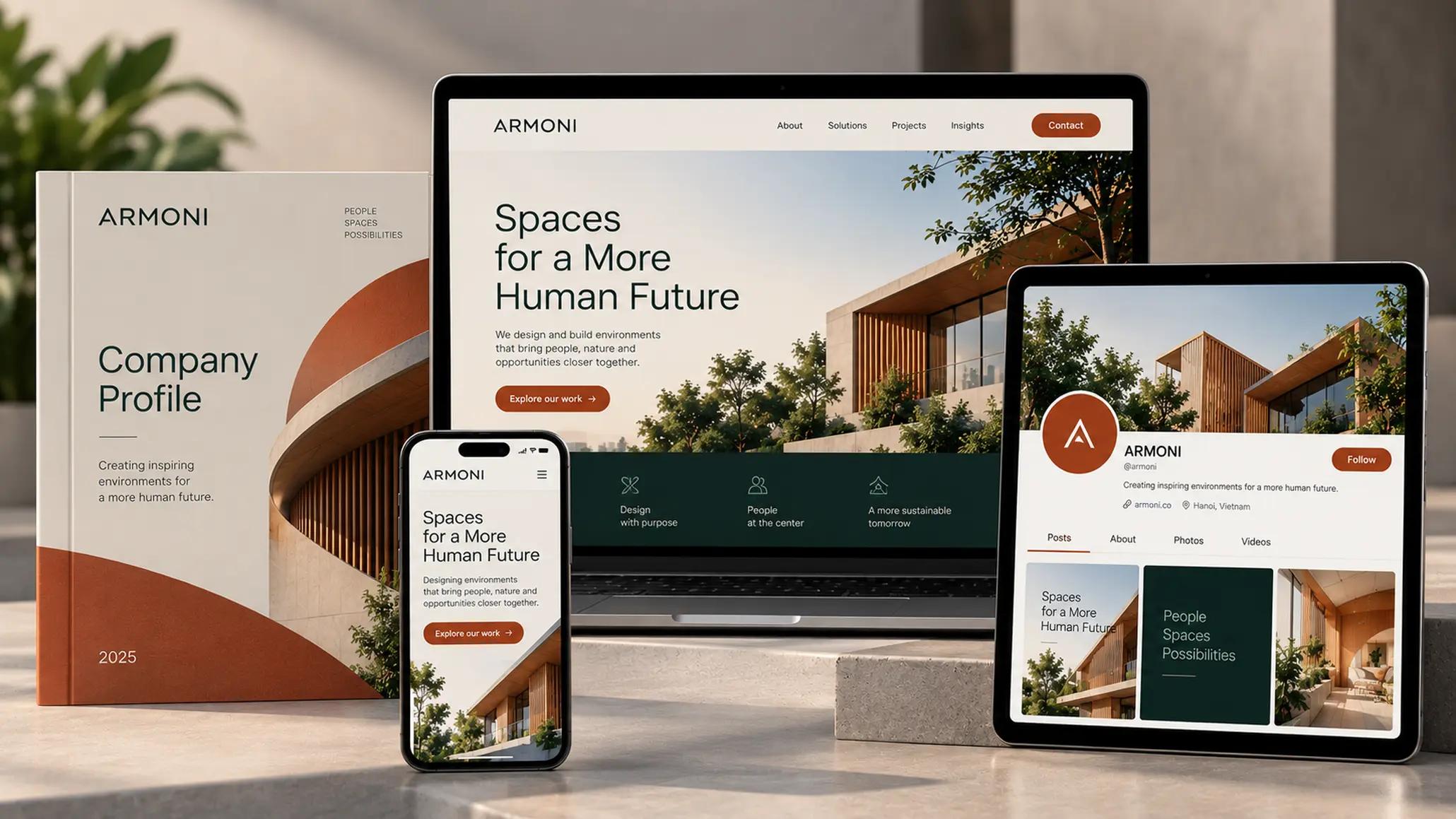 Hệ thống nhận diện số đồng bộ trên website, hồ sơ năng lực, mạng xã hội và giao diện di động