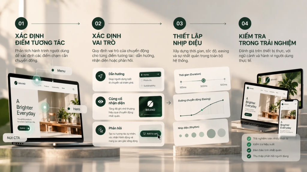 Quy trình bốn bước xây dựng hệ thống motion cho website thương hiệu