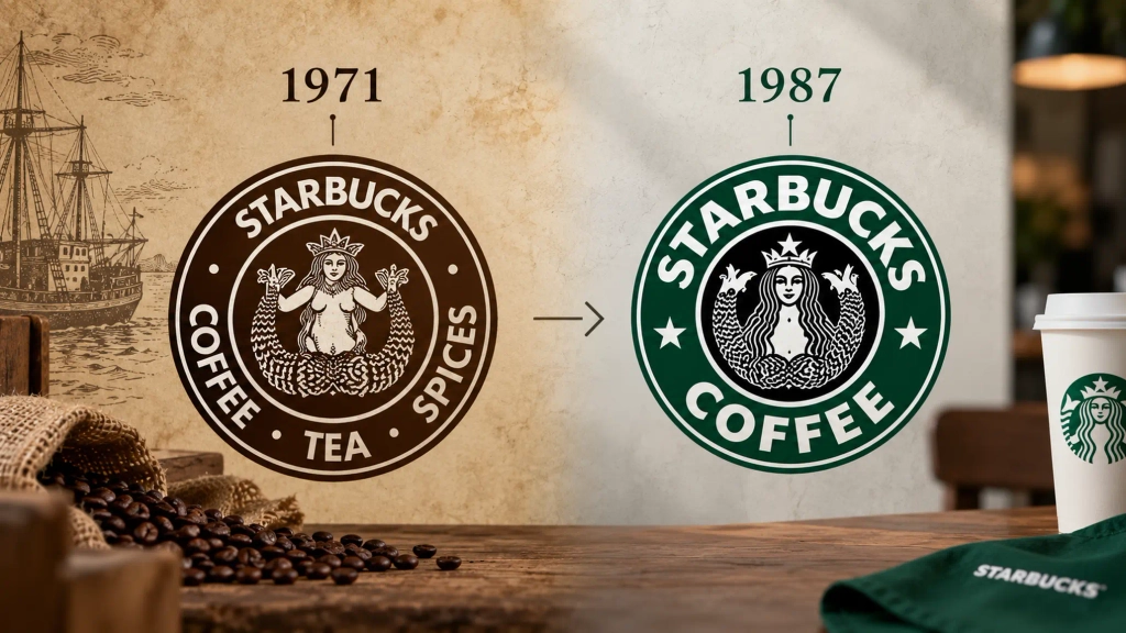 starbucks logo evolution 1971 1992 1