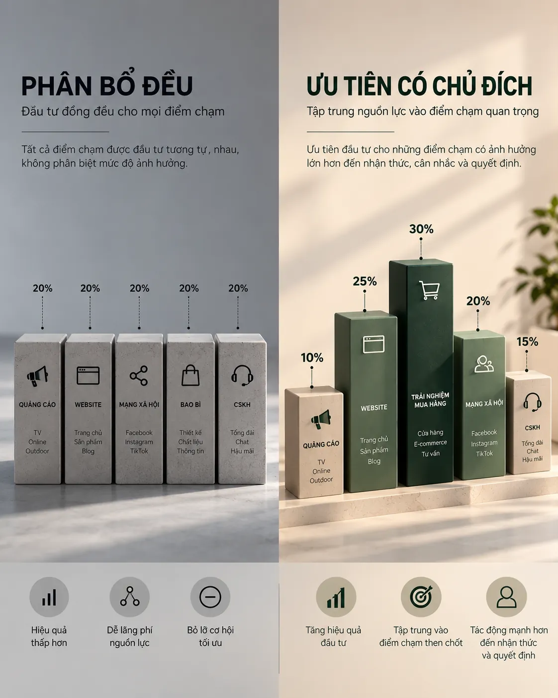 Ma trận phân loại các điểm chạm thương hiệu theo mức độ ảnh hưởng đến quyết định