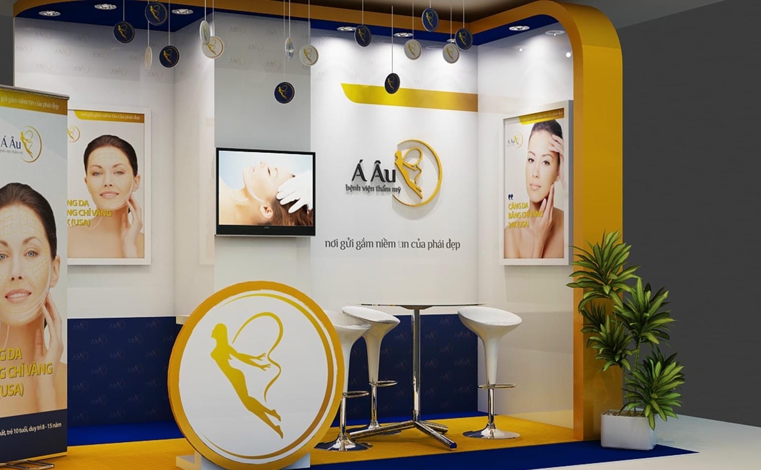 Gian hội chợ Á Âu với biểu tượng vàng và những gương mặt phụ nữ