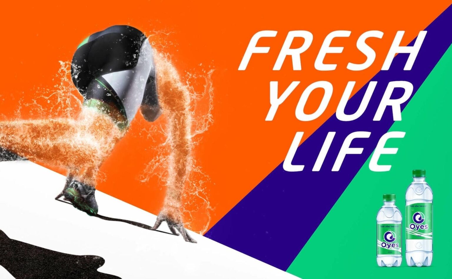 Key visual Fresh your life của Oyes, vận động viên thành hình từ nước