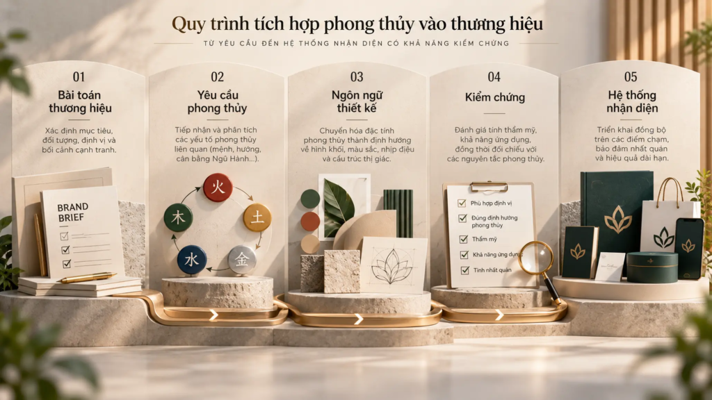 Quy trình chuyển yêu cầu phong thủy thành hệ thống thiết kế thương hiệu có khả năng kiểm chứng