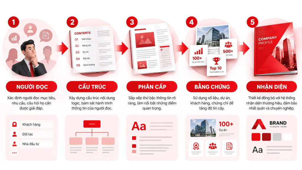 Quy trình thiết kế Profile từ xác định người đọc đến chuẩn hóa hệ thống nhận diện