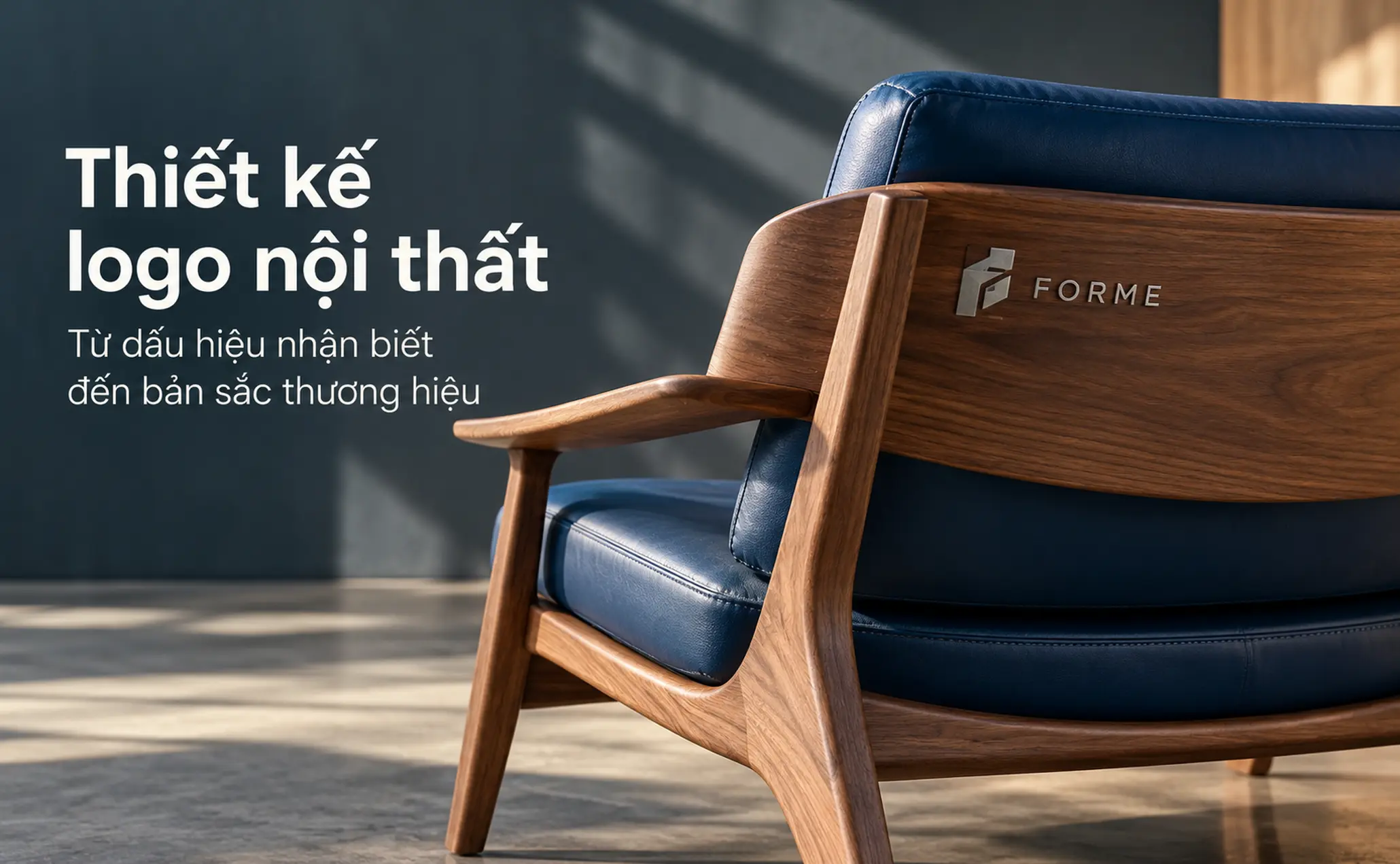 Logo trên sản phẩm nội thất minh họa mối liên hệ giữa dấu hiệu nhận diện và bản sắc thương hiệu.